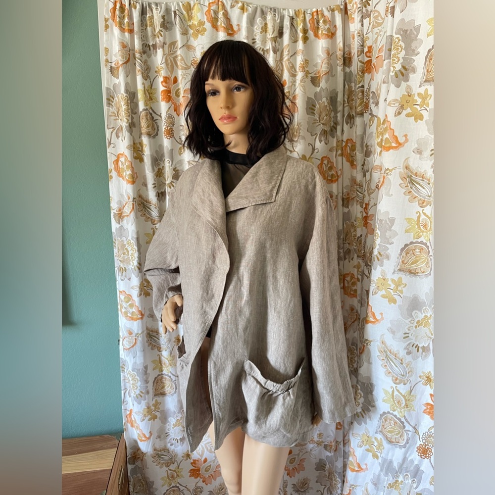 100% linen jacket Roni Rabl L Beige - Picture 2 of 8